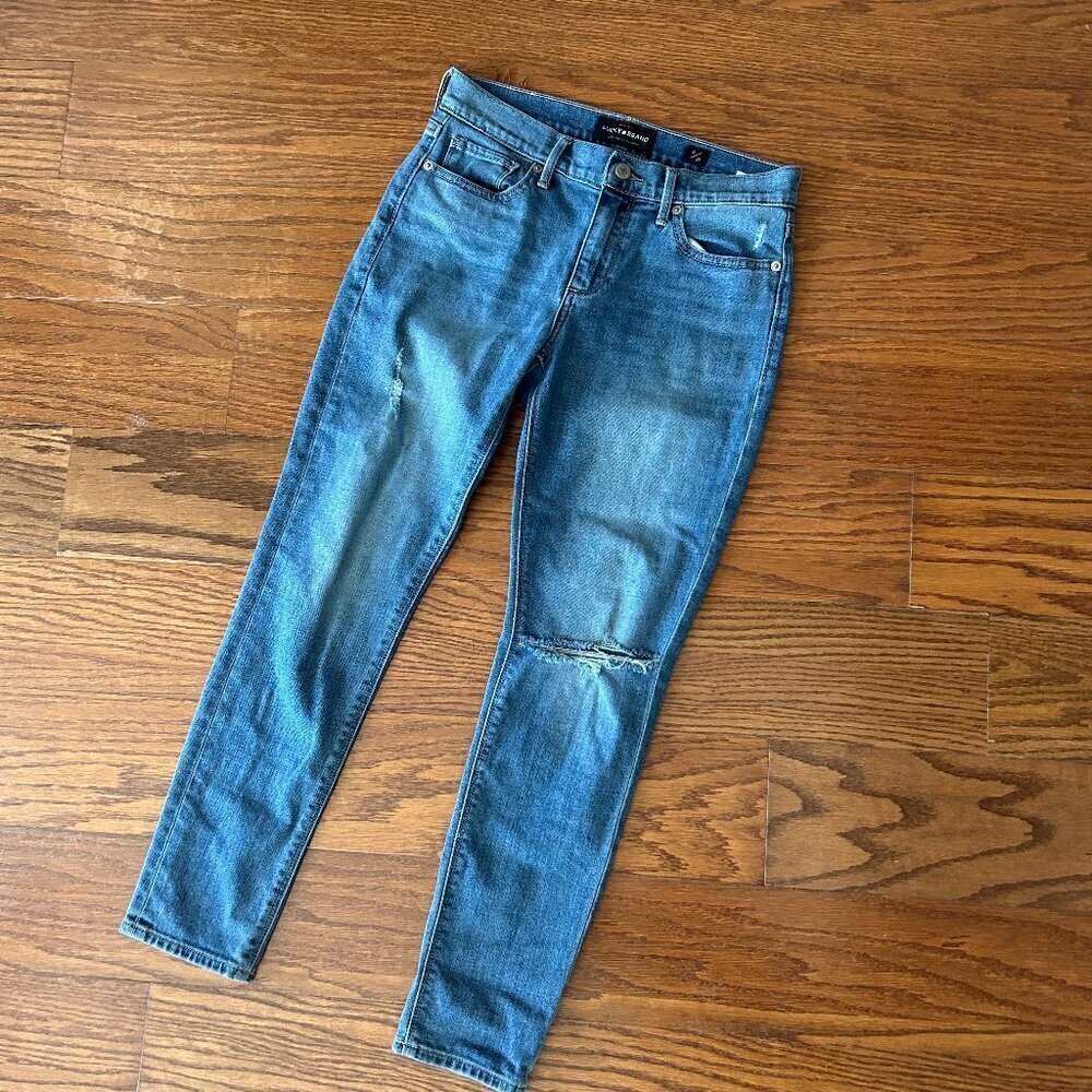 Lucky Brand Brook Crop Ankle Jeans  Ripped Knee Size 2 Size 26 Straight Leg